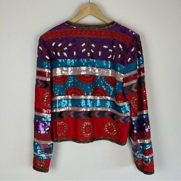 Vintage Rare 90's Leslie Fay Evenings Beaded Sequin Blazer Size L - Picture 11 of 13